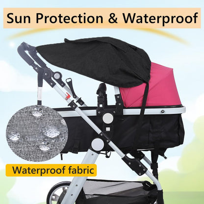 Universal Stroller Sun Shade UV Sun Protection Shade Blackout Cover Waterproof Baby Stroller Cover UPF50+ Pushchair Shield Canopy with Viewing Window Detachable Rain Sunshade Canopy Shield Pram Buggy