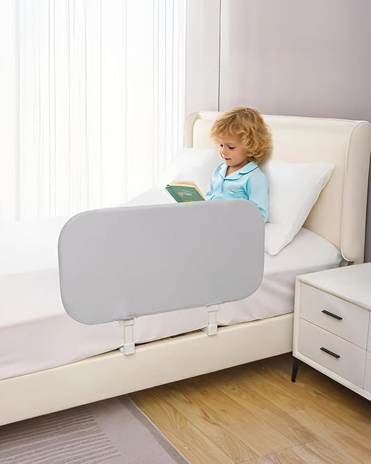 Grelife 33" Portable Travel Bed Rail for Toddlers (Compact), Fast Install, Adjustable Height, Tall Toddler Bed Rails for Crib, Single, Twin Bed, Foldable Baby Bed Rail Guard for Box, Flat Bed