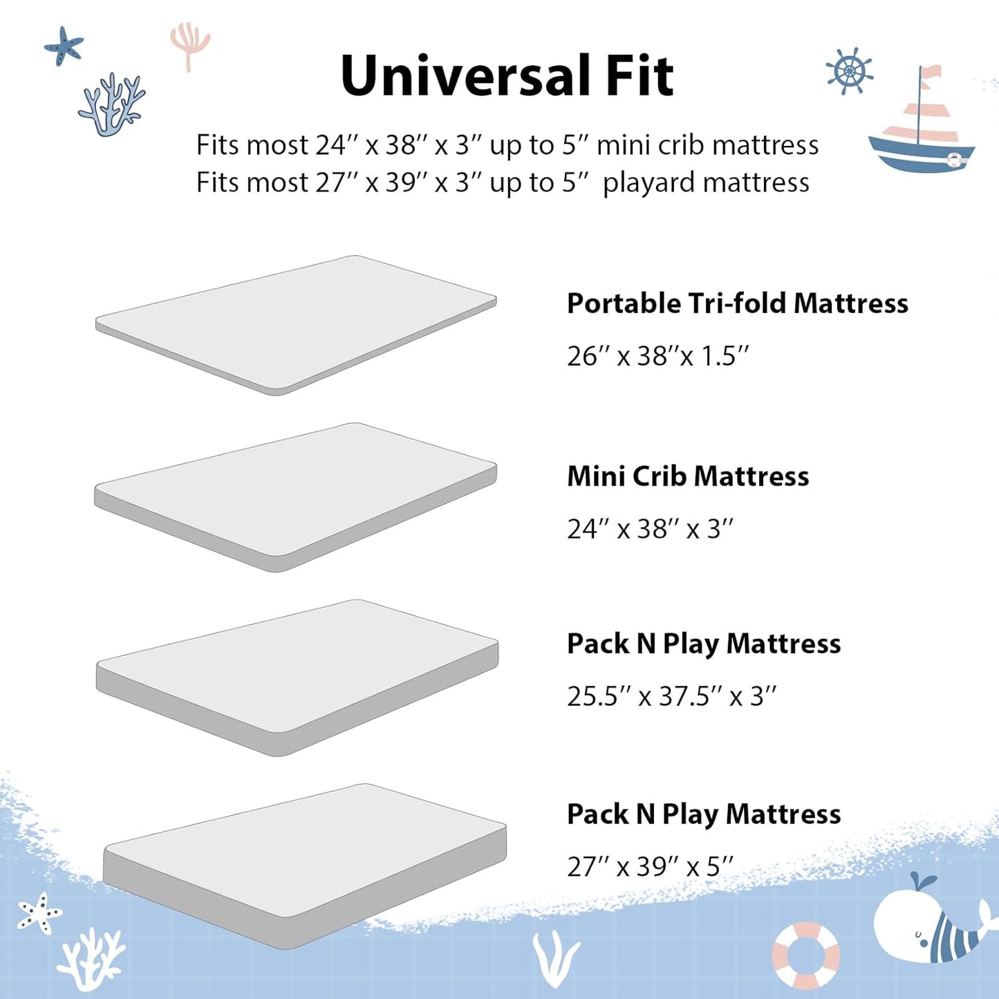 Baby Mini Crib Sheets Girl, Portable 38”x26” Pack and Play Sheets Fitted for Playard and Pack N Play Mattress, 3-Pack Soft Microfiber Pink Rainbow