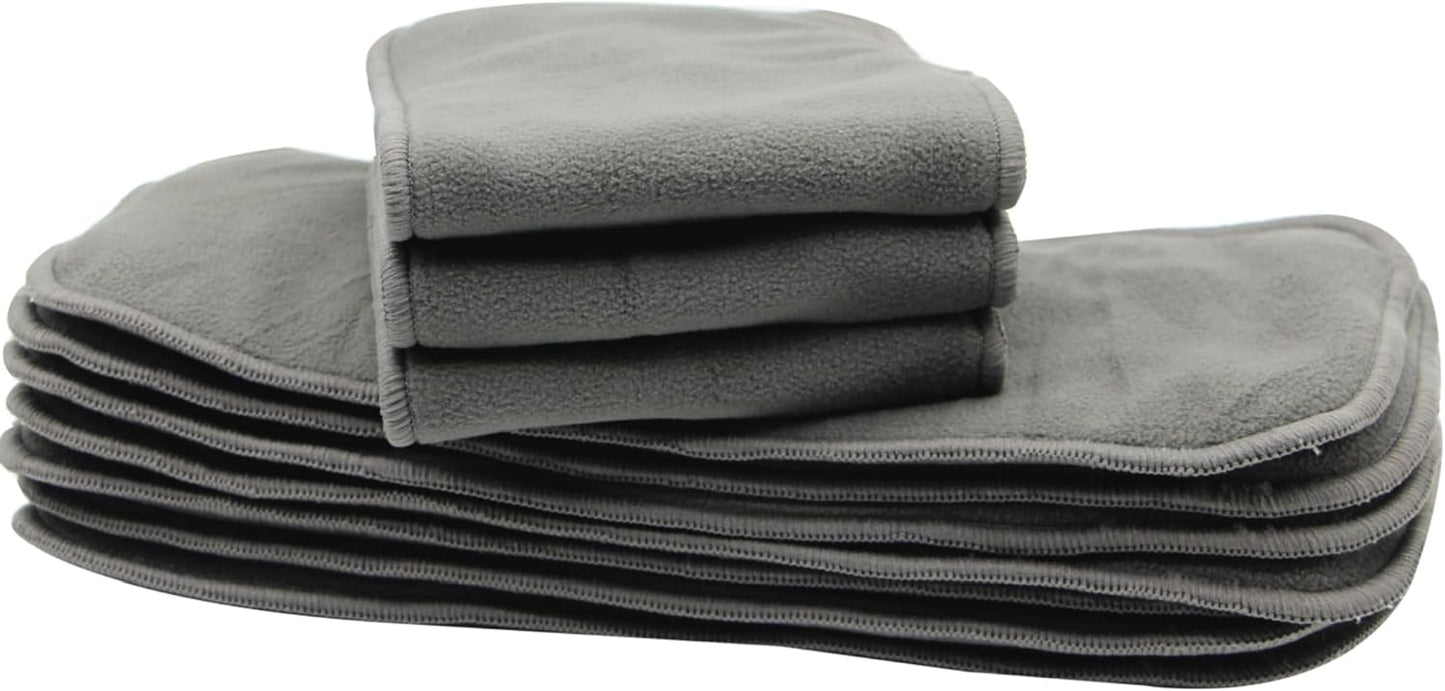 10pcs Reusable Soft 3 Layers Inserts for Baby Cloth Diaper,High Absorbing Washable Liners (10pcs-Grey Inserts)