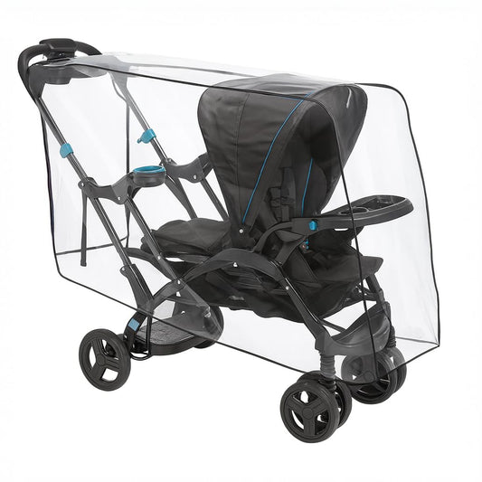 SASHA'S Rain and Wind Cover for Both Baby Trend Sit N Stand Ultra Stroller & Baby Trend Sit N Stand Double Stroller,Clear with Ventilation (Stroller not Included) Made in USA