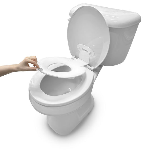 Ingenuity Ready Set Go Potty Training Toilet, Removable Bowl, Non-Skid Bottom, Wide Stable Base, Age 18 Months & Up, White & Grey