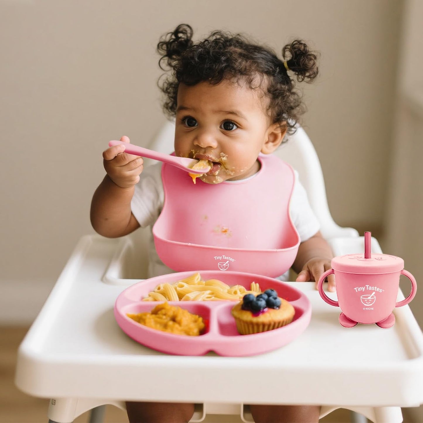 10-Piece Silicone Baby Feeding Set – BPA-Free, Spill-Proof Suction Plate, Bowl, Bib, Snack Cup & Utensils | Dishwasher Safe, Baby Gift Ready (Blue)