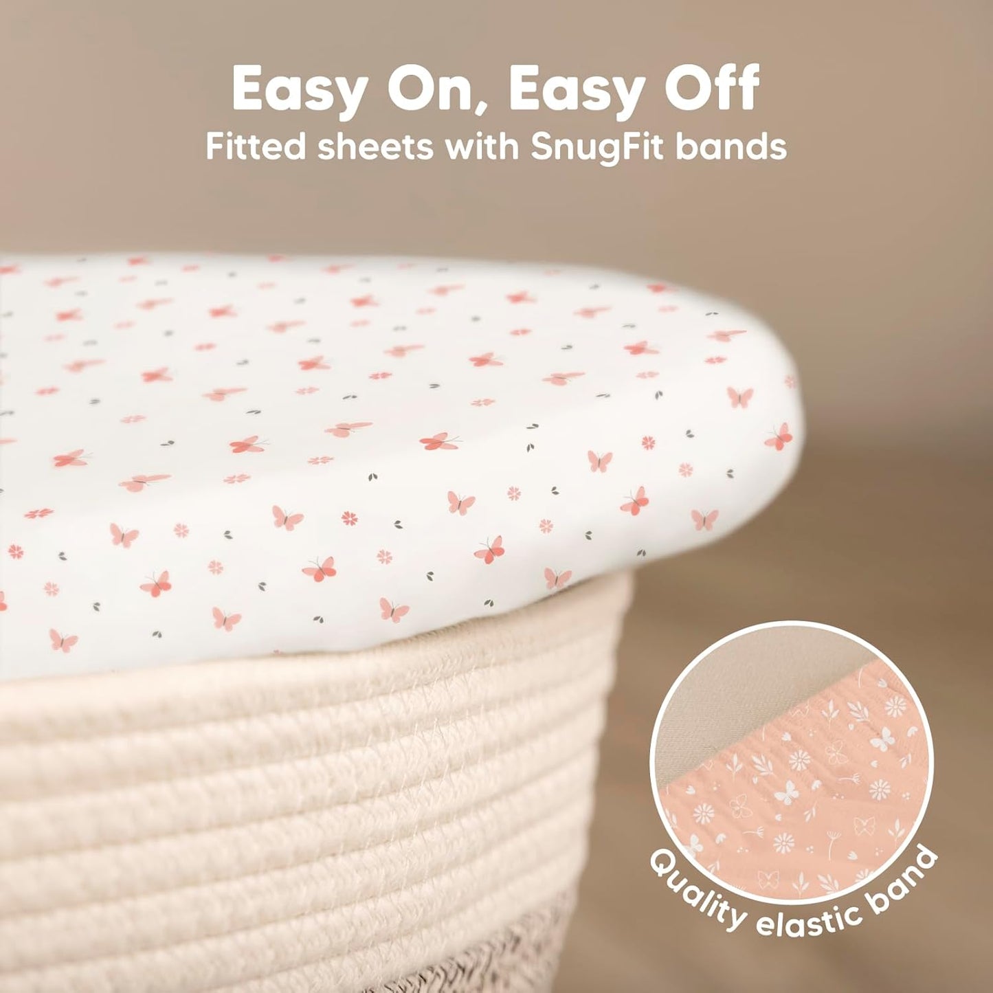 2-Pack Baby Bassinet Sheets Girl, Boy - 33x17 Viscose Derived from Bamboo Bedside Mattress Fitted Bassinet Sheets, Compatible with Halo Bassinest Swivel Sleeper, Baby Delight, Graco (Pecan)