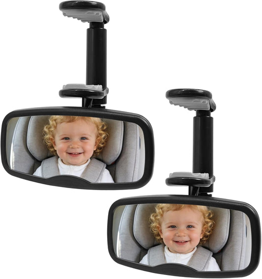 Clip Baby Car Mirror – Rear Facing Car Mirror for Baby, Over-the-Mirror Design, Shatterproof Glass, 360° Swivel, Universal Fit for Rearview Mirror – Toddler Car Safety Essential, Baby Car Accessories