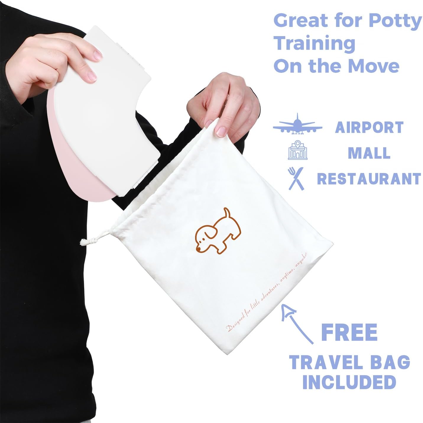 FOOYOO Foldable Toddler Toilet Seat | Portable Potty Training Seat for Travel & Home, Non-Slip, Fits Most Toilets, Easy to Clean, with Travel Bag (Gray)