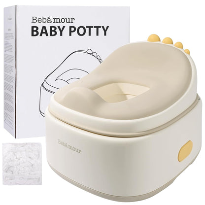 Bebamour Potty Training Toilet 3 in 1 Multi-Functional Potty Seat Detachable Baby Potty Step Stool Anti-Slip Stable Potty Training Toilet with 100 Pack Trash Bags for Baby Toddler Kids(Grey)