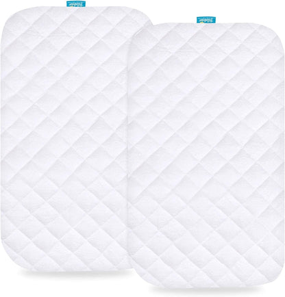 Bassinet Mattress Pad Cover for BCOL and bonbay Baby Bassinet Bedside Sleeper, 2 Pack, Waterproof Quilted Ultra Soft Surface
