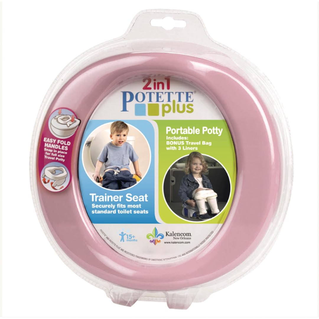 Kalencom Potette Plus 2-in-1 Travel Potty and Trainer Seat - Dual-Purpose Potty Training Toilet Seat - Portable Potty for Toddler Travel - with Durable, Lock-in Legs and Splash Guard - Pastel Mint