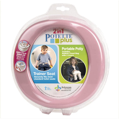Kalencom Potette Plus 2-in-1 Travel Potty and Trainer Seat - Dual-Purpose Potty Training Toilet Seat - Portable Potty for Toddler Travel - with Durable, Lock-in Legs and Splash Guard - Pastel Mint