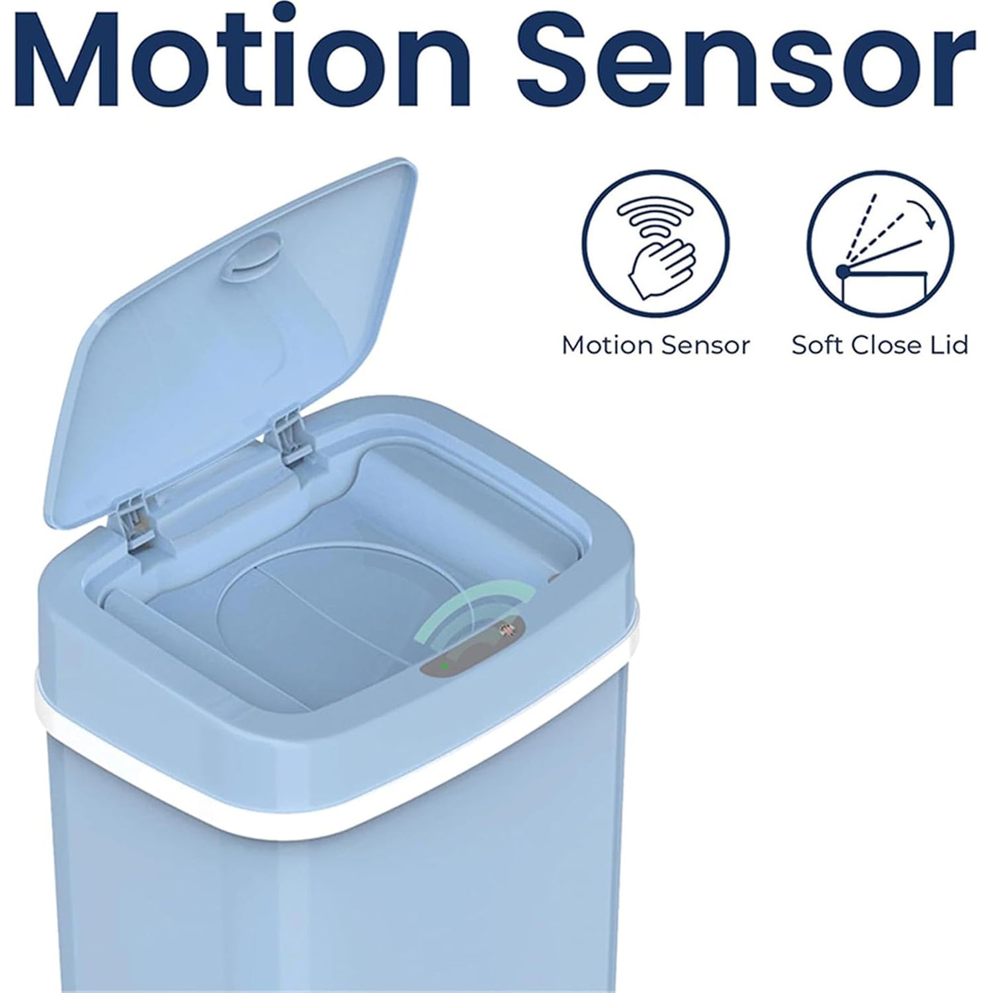 Smart Odor-Resistant Diaper Pail Trash Can with Motion Sensor Lid, Double Seal Odor Control, Removable Inner Shield, Battery Operated Bin,Quiet Auto Open Close,Home Hygiene Organizer (Blue)