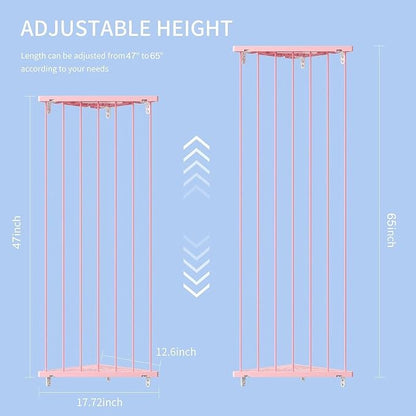 Stuffed Animal Storage Shelf Organizer(Patented) - Corner Stuffed Animal Holder Length Adjustable - Wall Plush Storage for Nursery Playroom Bedroom Kids Room (Pink+Light, Standard)