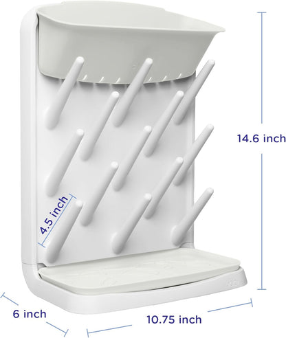 Ubbi Vertical Baby Bottle Drying Rack, Space Saving Countertop Drying Rack Baby Organizer, Gray