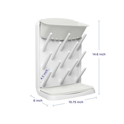 Ubbi Vertical Baby Bottle Drying Rack, Space Saving Countertop Drying Rack Baby Organizer, Oat