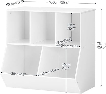 HOOBRO Kids Bookshelf - 39.4" L Toy Storage Cabinet, Bookcase Footboard, Cubby Shelf, Fit for Children's Room, Playroom, Hallway, Kindergarten, White WT132CW01