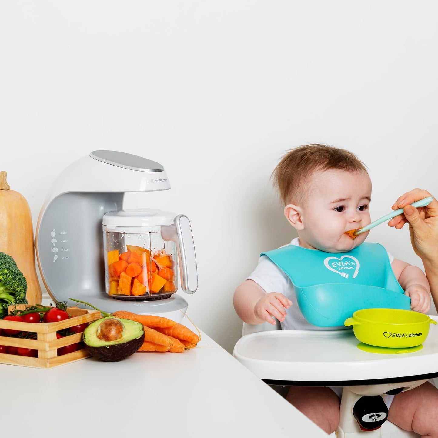 Replacement Stirring Cup & Blade with Steaming Basket for EVLA'S Baby Food Maker - Gray