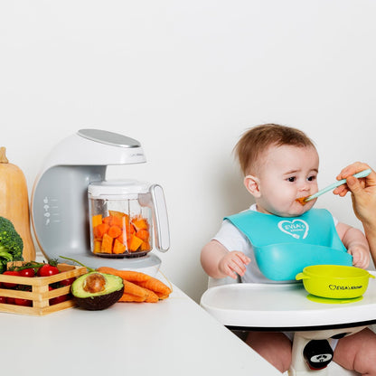 Replacement Stirring Cup & Blade with Steaming Basket for EVLA'S Baby Food Maker - Gray
