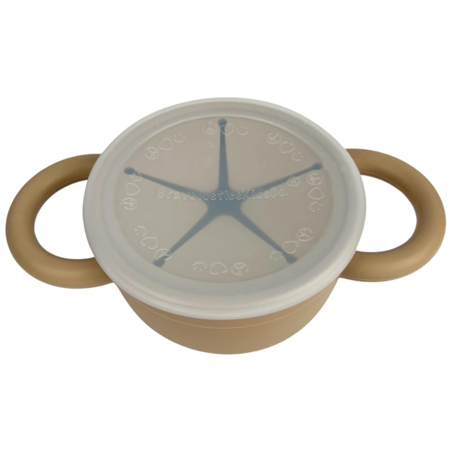 BraveJusticeKidsCo | Snack Attack II Snack Cup | Collapsible Silicone Snack Container | Toddler and Baby Snack Catcher Lid (Honey Ginger)
