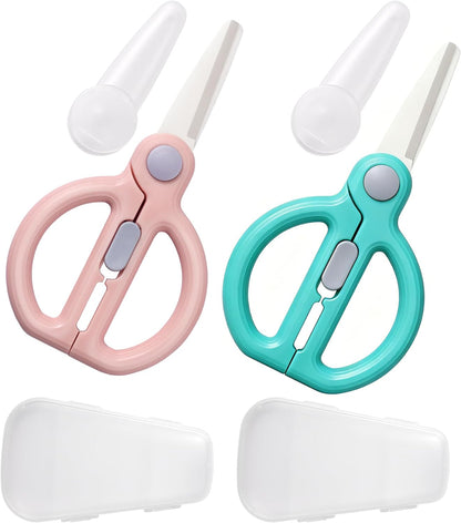 Baby Food Scissors with Travel Case, Ceramic Food Scissors Kids, Toddler Scissor with Safety Lock, Ideal for Pizza, Meats, Noodles, Vegetables, and Fruits (C)