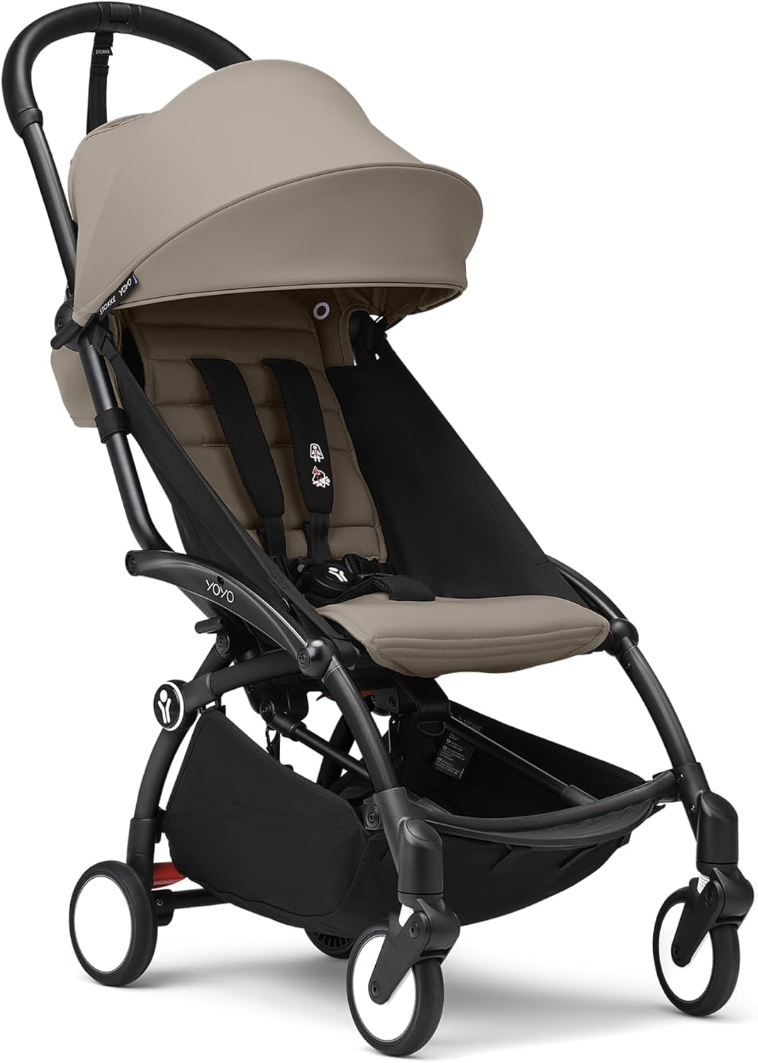 Stokke YOYO3 Stroller from 6 Months - Includes Black Frame, Seat Cushion & Canopy - Folds in & Out in a Flash - Light & Compact - Carry-On Compatible