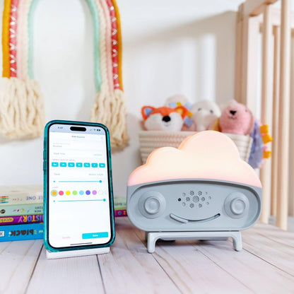 Happiest Baby SNOObie Smart White Noise Machine - Portable Baby Sound Machine with Night Light - 12 Soothing Sounds for Sleep Training, White