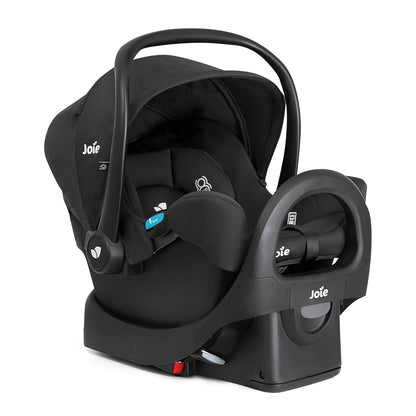 Joie Ginger and Rue Travel System – 4-in-1 Travel System with Lightweight Baby Car Seat and an Included Anti-Rebound Base for Easy Install and Height-Adjustable Stroller (Shale Dark)