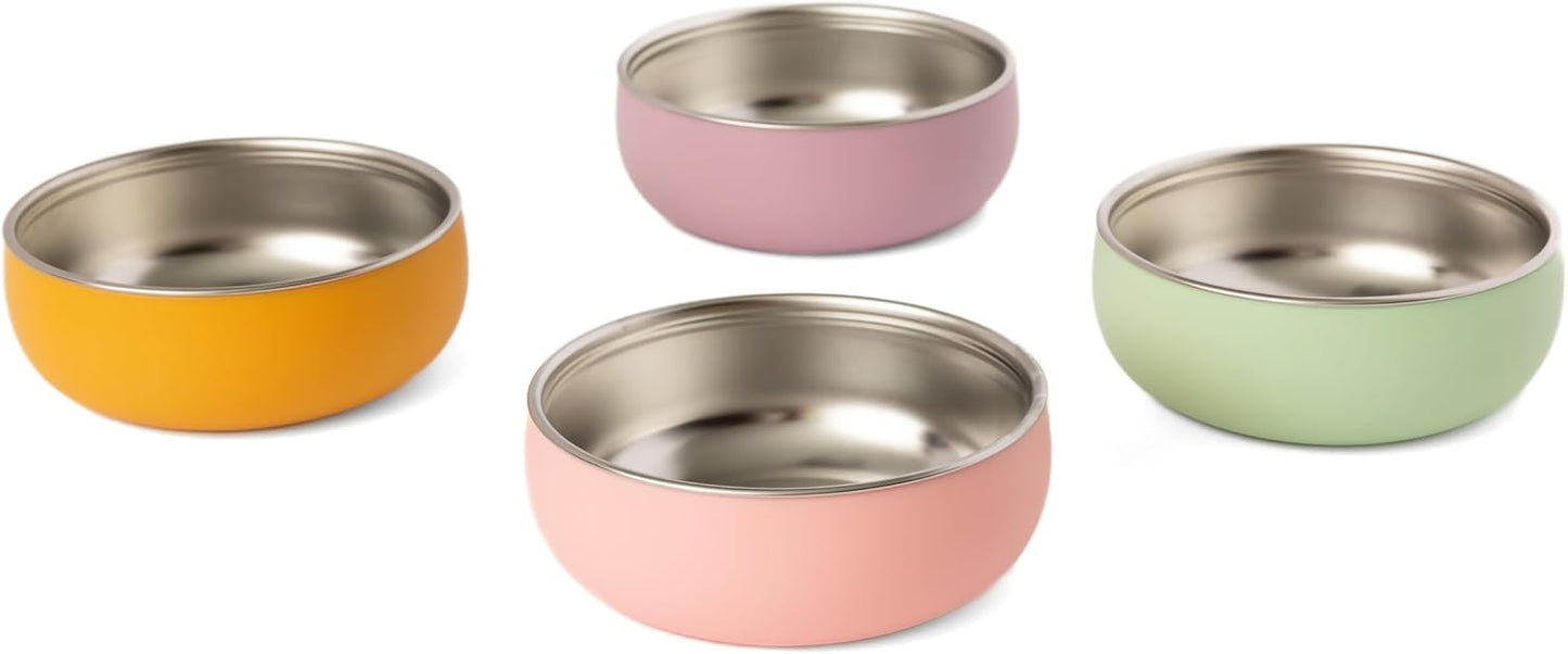 Monkey Proof™ Non-Toxic Stainless Steel Child Bowl 5” with Non-Slip Silicone Shell, Multi-color, (Set of 4 bowls) Unbreakable, Mess Free Feeding for Babies, Toddlers, Kids, BPA free