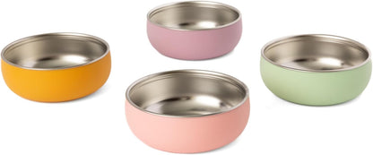 Monkey Proof™ Non-Toxic Stainless Steel Child Bowl 5” with Non-Slip Silicone Shell, Multi-color, (Set of 4 bowls) Unbreakable, Mess Free Feeding for Babies, Toddlers, Kids, BPA free