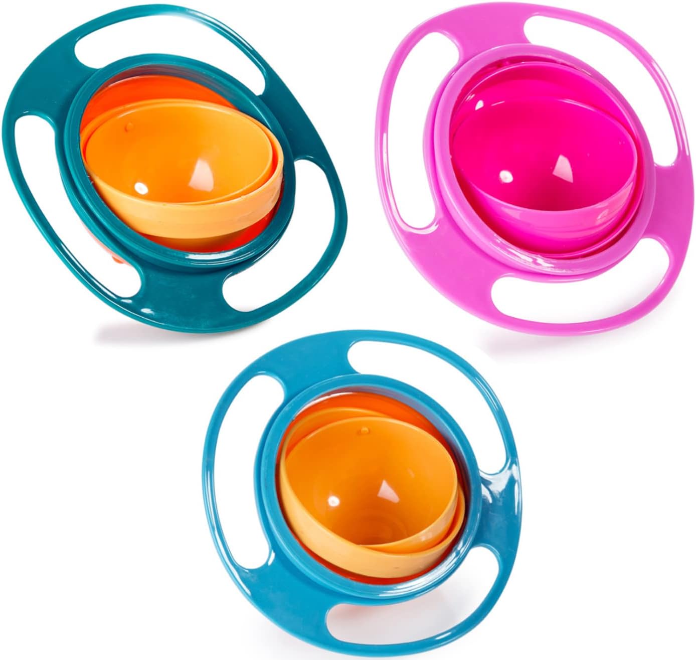 Berry President Baby Bowls with Suction Base, Spill-Proof Lid, Temperature-Sensing Spoon, Binaural Design Bowl for Babies Kids children Toddlers, First Stage Self Feeding (Pack of 3)