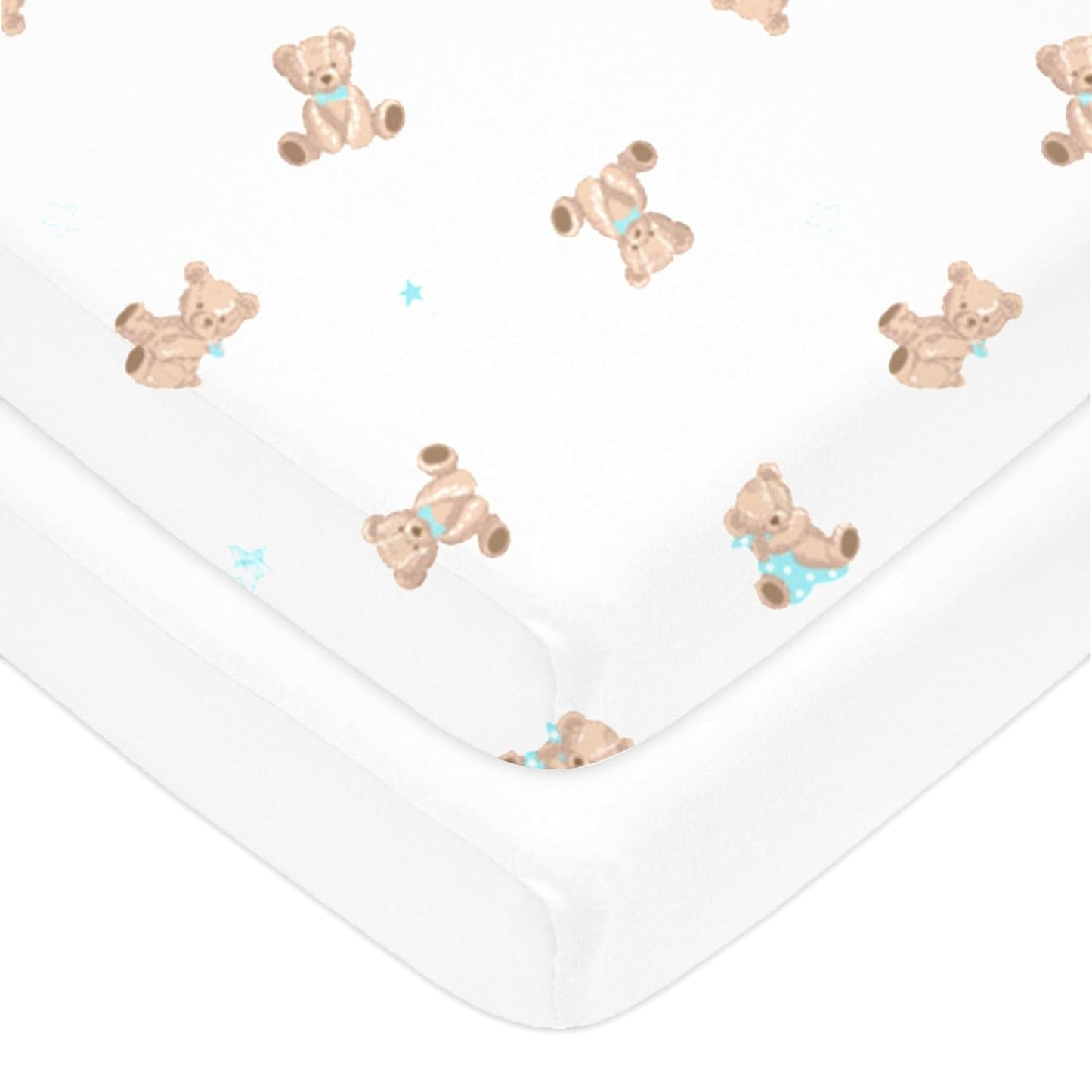 American Baby Company 2 Pack 100% Natural Cotton Fitted Pack and Play Sheets 39" x 27" - Soft & Breathable Pack N Play Sheets for Playard & Mini Crib Mattress, Pink Stars/Zigzag, for Boys & Girls