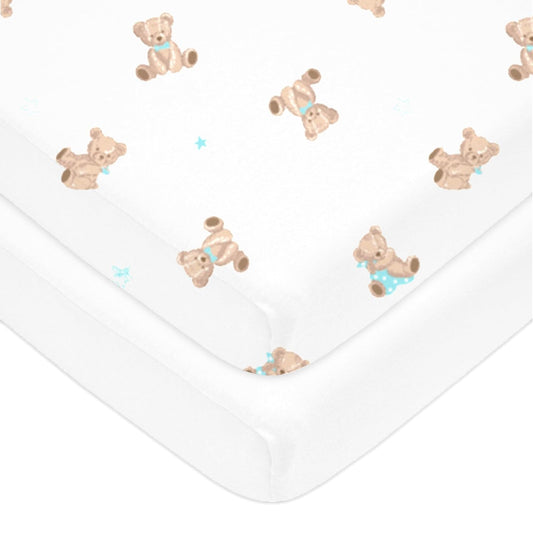 American Baby Company 2 Pack 100% Natural Cotton Fitted Pack and Play Sheets 39" x 27" - Soft & Breathable Pack N Play Sheets for Playard & Mini Crib Mattress, Pink Stars/Zigzag, for Boys & Girls