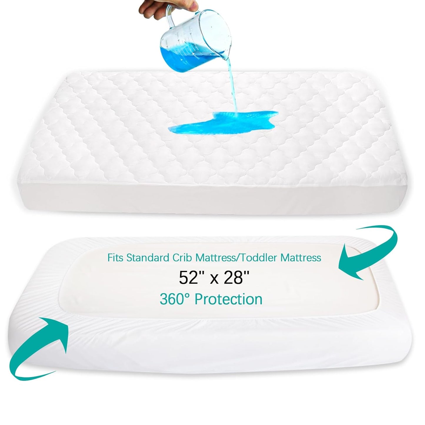 Pack and Play Sheets Mattress Pad Protector Fitted Waterproof Playard Mattress Cover, Compatible with Graco Pack n Play & Dream On Me & Pamo Babe, Playpen/Playard Sheet Quilted, Gray, 39" x 27"