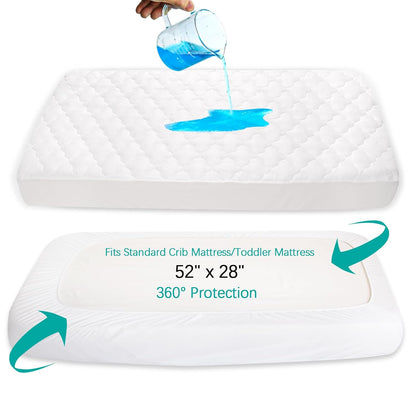 Pack and Play Sheets Mattress Pad Protector Fitted Waterproof Playard Mattress Cover, Compatible with Graco Pack n Play & Dream On Me & Pamo Babe, Playpen/Playard Sheet Quilted, Gray, 39" x 27"
