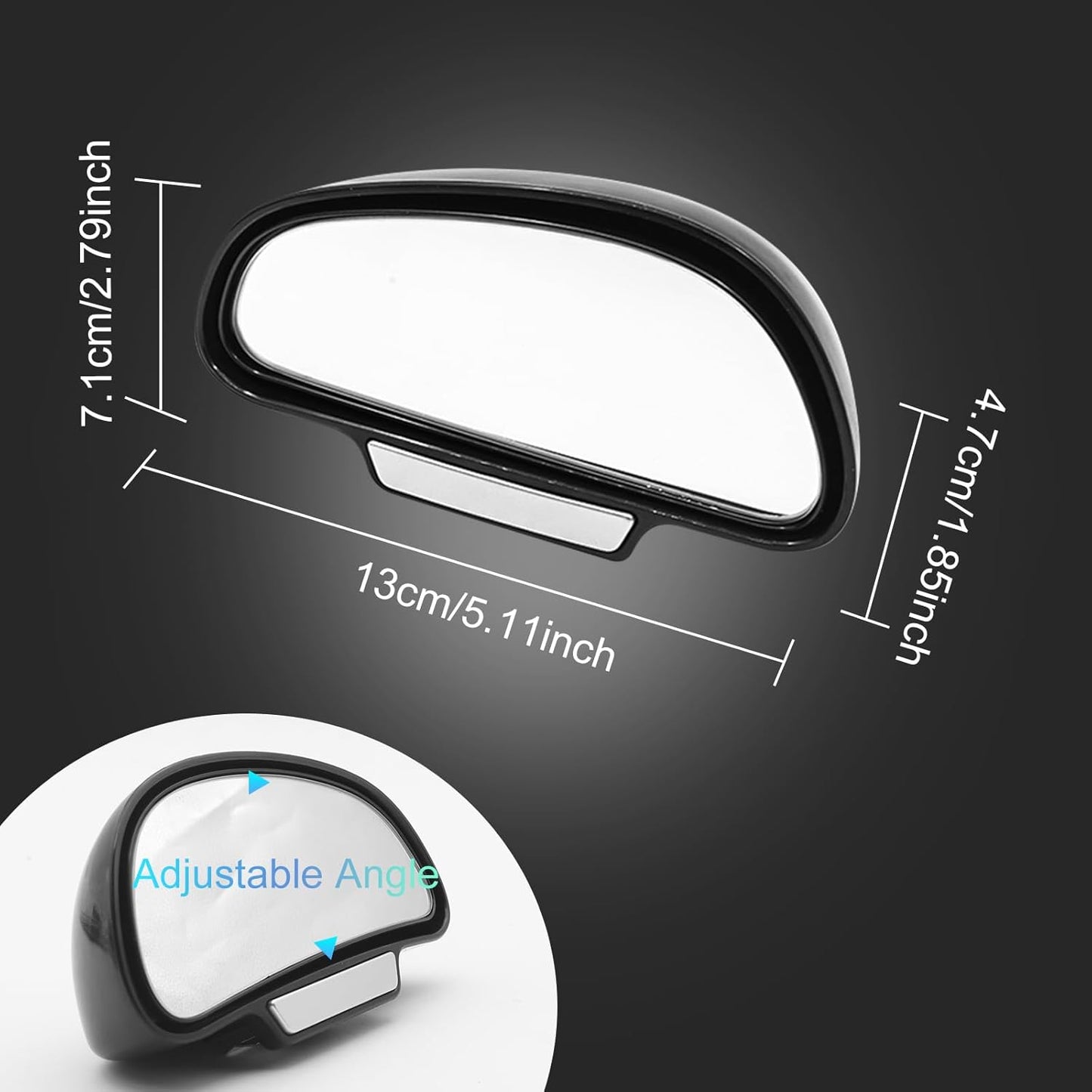 Blind Spot Mirror Adjustable 360 Degree Car Side Mirror, HD Glass Rear View Exterior Accessories Frame Thickness Less than 5MM for Car SUV (long-armed Right)