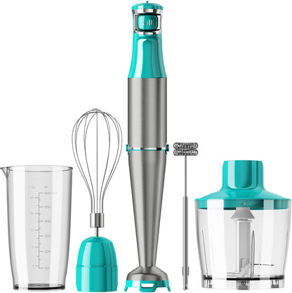 Turelar Immersion Blender Handheld Corded Hand Blenders Set 1100W, Trigger Variable Speed 5 in 1 Stick Emulsifier with Chopper, Whisk and Frother for Soup, Baby Food and Smoothies, Orange