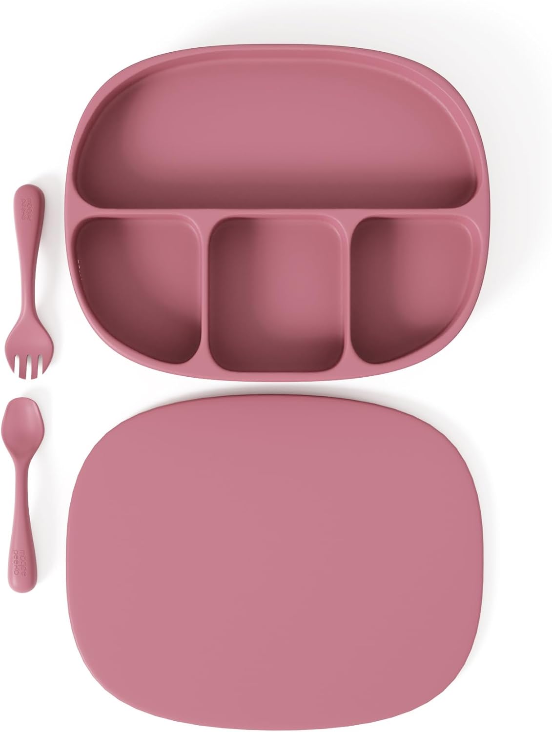 Toddler Necessities Baby Feeding Essentials Set for Baby in Green Color with Baby plates with Suction and Silicone Utensil Set - (3 Pieces)
