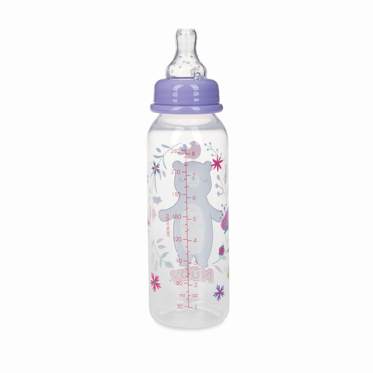 Nuby Printed Non-Drip 8oz Bottle, 3 Pack, Neutral