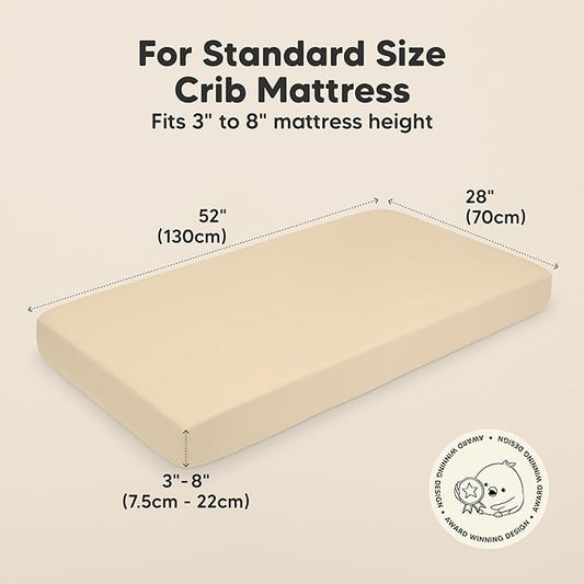 KeaBabies 2-Pack Organic Crib Sheets for Boys, Girls - 52x28 Fitted Crib Mattress Sheet Neutral, Breathable Jersey Cotton Cover for Baby Bed, Toddler Mattress, Soft & Cute Prints (Khaki)
