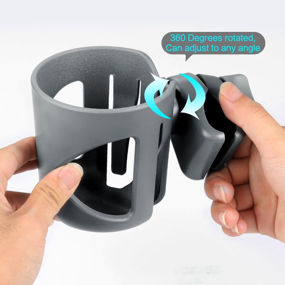Accmor Universal Cup Holder, Stroller Cup Holder with Phone Holder, 360° Rotatable Large Caliber Designed Bottle Holder for Stroller, Bike, Wheelchair, Walker, Scooter