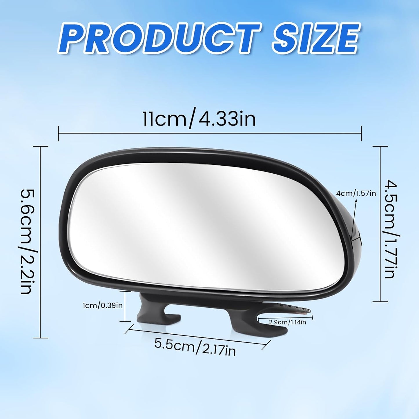 Blind Spot Mirror Adjustable 360 Degree Car Side Mirror, HD Glass Rear View Exterior Accessories Frame Thickness Less than 5MM for Car SUV (long-armed Right)