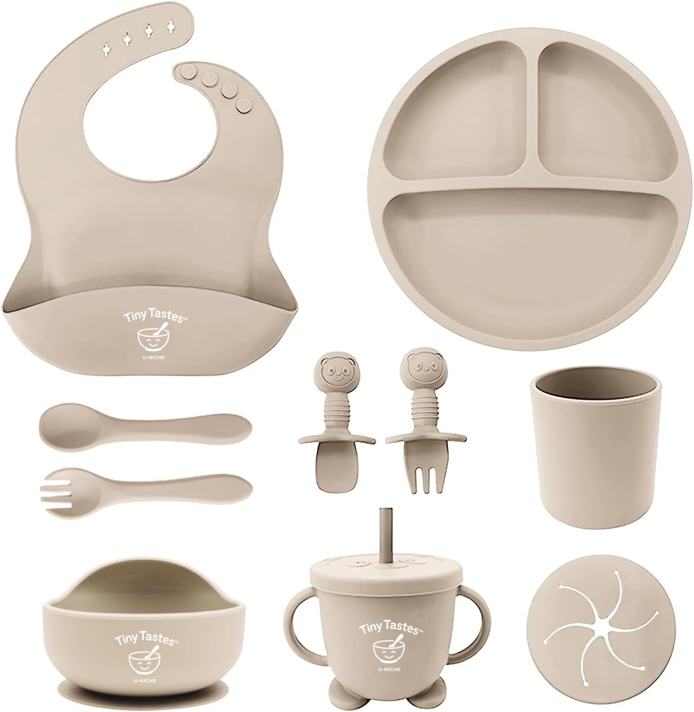 10-Piece Silicone Baby Feeding Set – BPA-Free, Spill-Proof Suction Plate, Bowl, Bib, Snack Cup & Utensils | Dishwasher Safe, Baby Gift Ready (Blue)