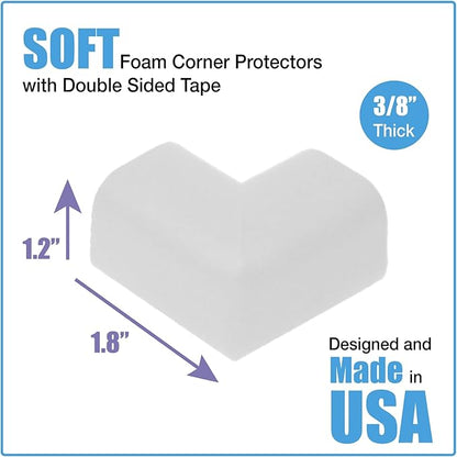 Kidkusion Corner Cushions, Off White - 8 Pack | Foam Safety; Table Protector; Furniture Safety; Edge Guard