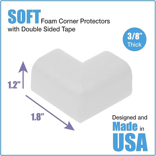 Kidkusion Corner Cushions, Off White - 8 Pack | Foam Safety; Table Protector; Furniture Safety; Edge Guard