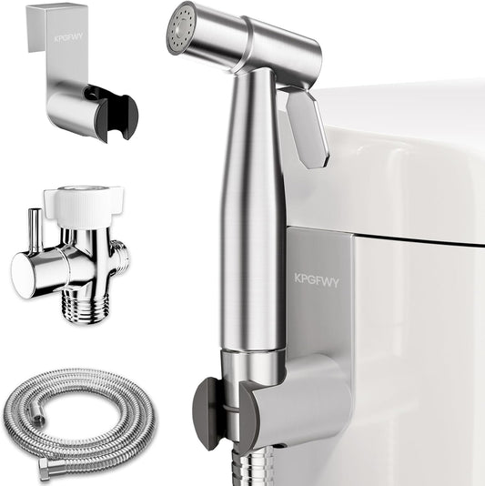Handheld Bidet Sprayer for Toilet - Adjustable Pressure Stainless Steel Jet Sprayer for Cloth Diaper Cleaning, Feminine Wash & Baby Care, Muslim Shower Hose Kit KPGFWY (Gunmetal Gray)