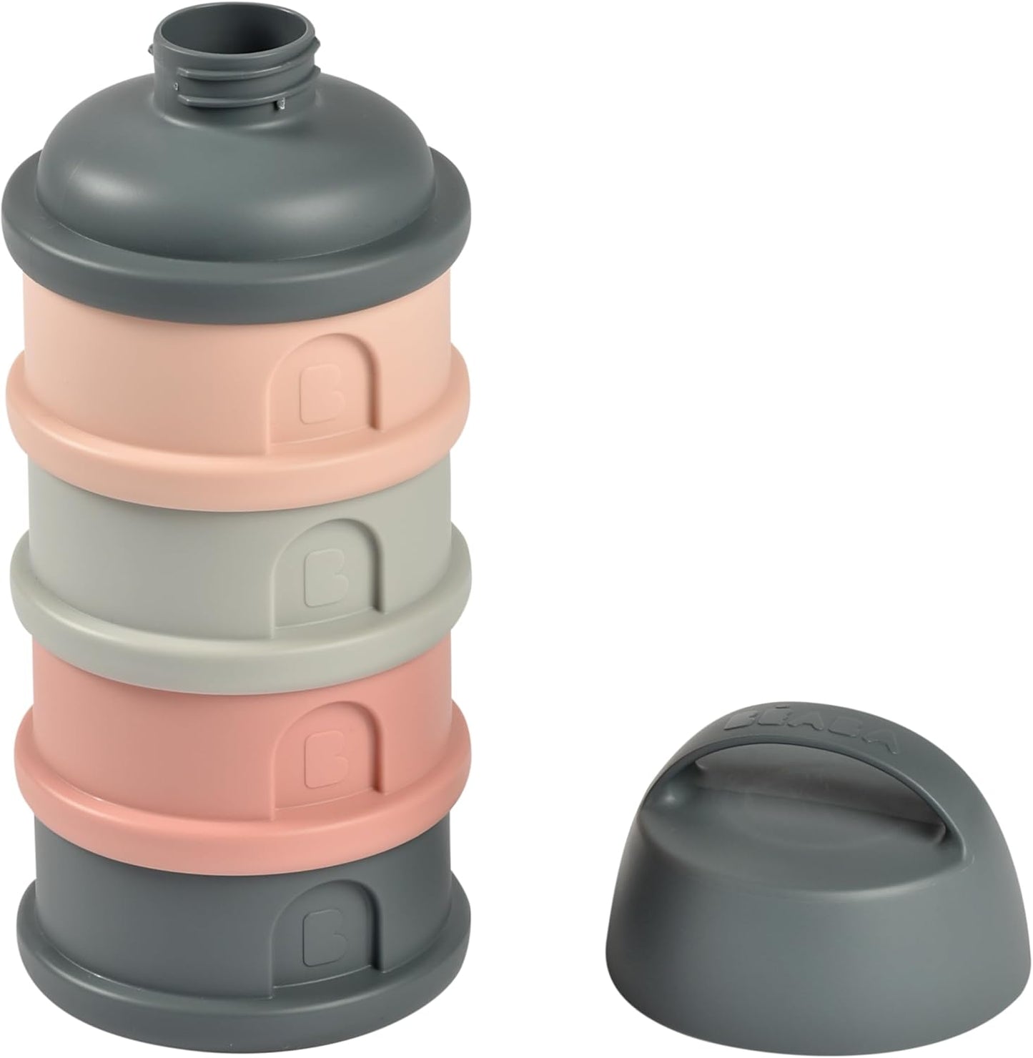 BEABA Formula and Snack Container, Baby Formula Dispenser, Toddler Baby Snack Storage Container, Holds up to 11 Doses of Milk Powder Per Compartment, Made in France, Rose