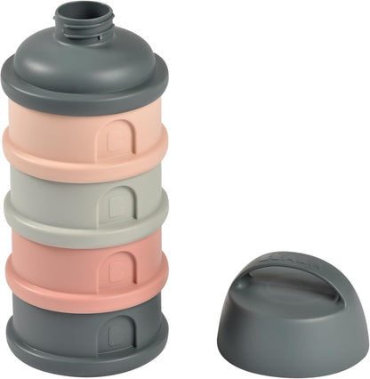 BEABA Formula and Snack Container, Baby Formula Dispenser, Toddler Baby Snack Storage Container, Holds up to 11 Doses of Milk Powder Per Compartment, Made in France, Rose