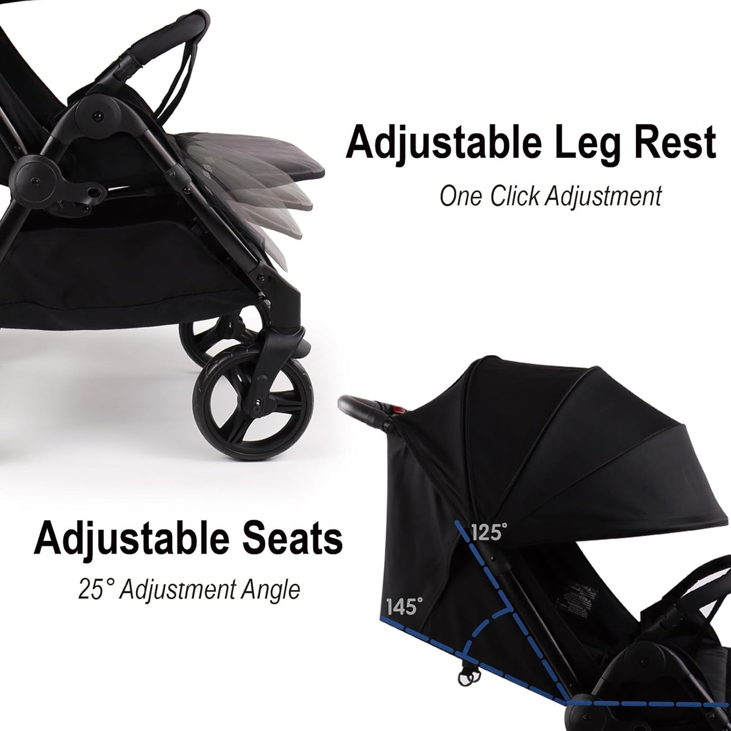 Lvvbaby Double Stroller with Adjustable Large Canopies, Double Seats Lightweight Stroller for Twins,Compact Fold,One-Handed Fold,Reclining Seats,Silent Wheel,5-Point Harness and Big Storage Basket