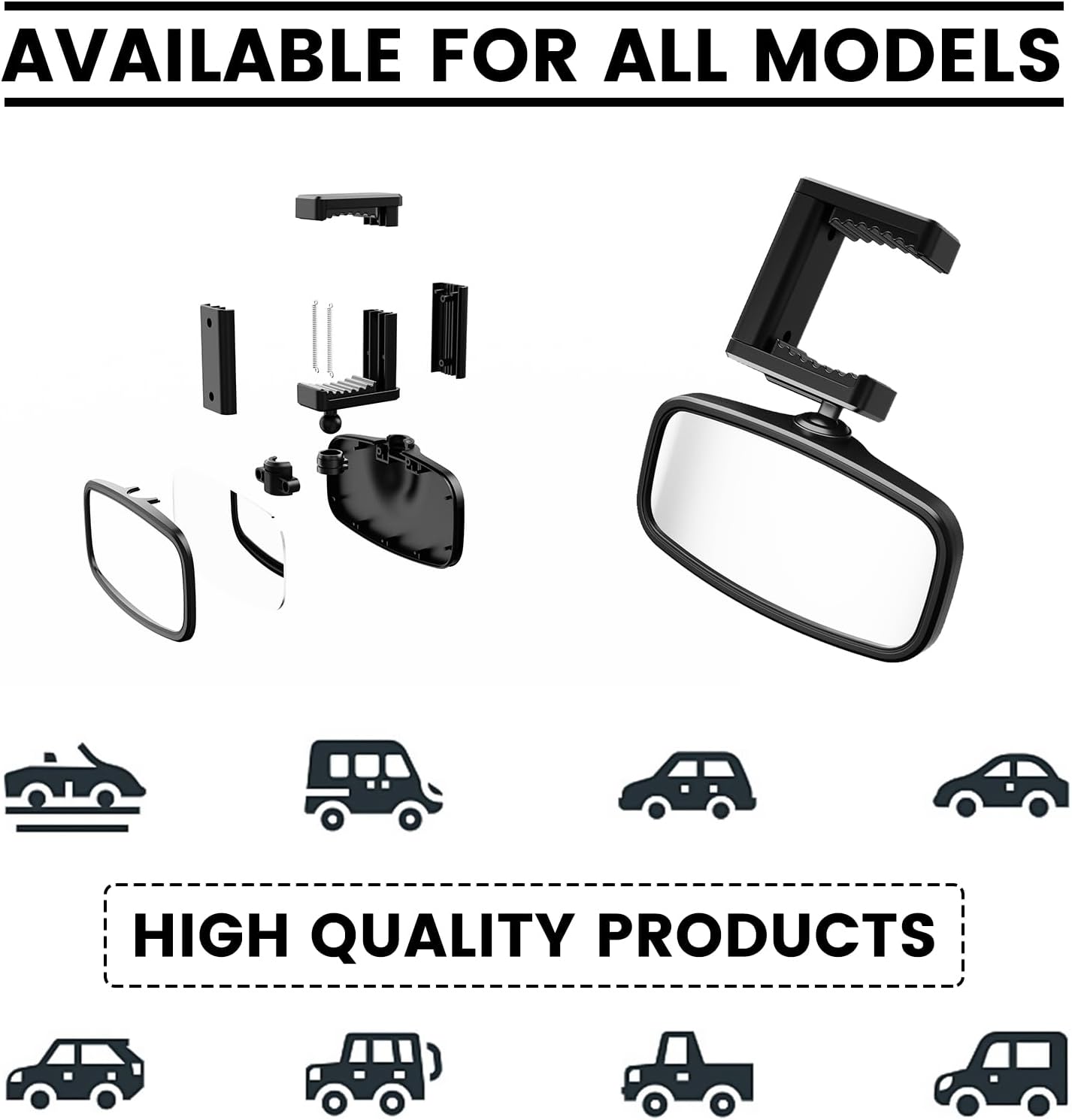 Baby Car Mirror - Easily Monitor Babies & Pets with Wide Field of View, Rear Facing for All Cars