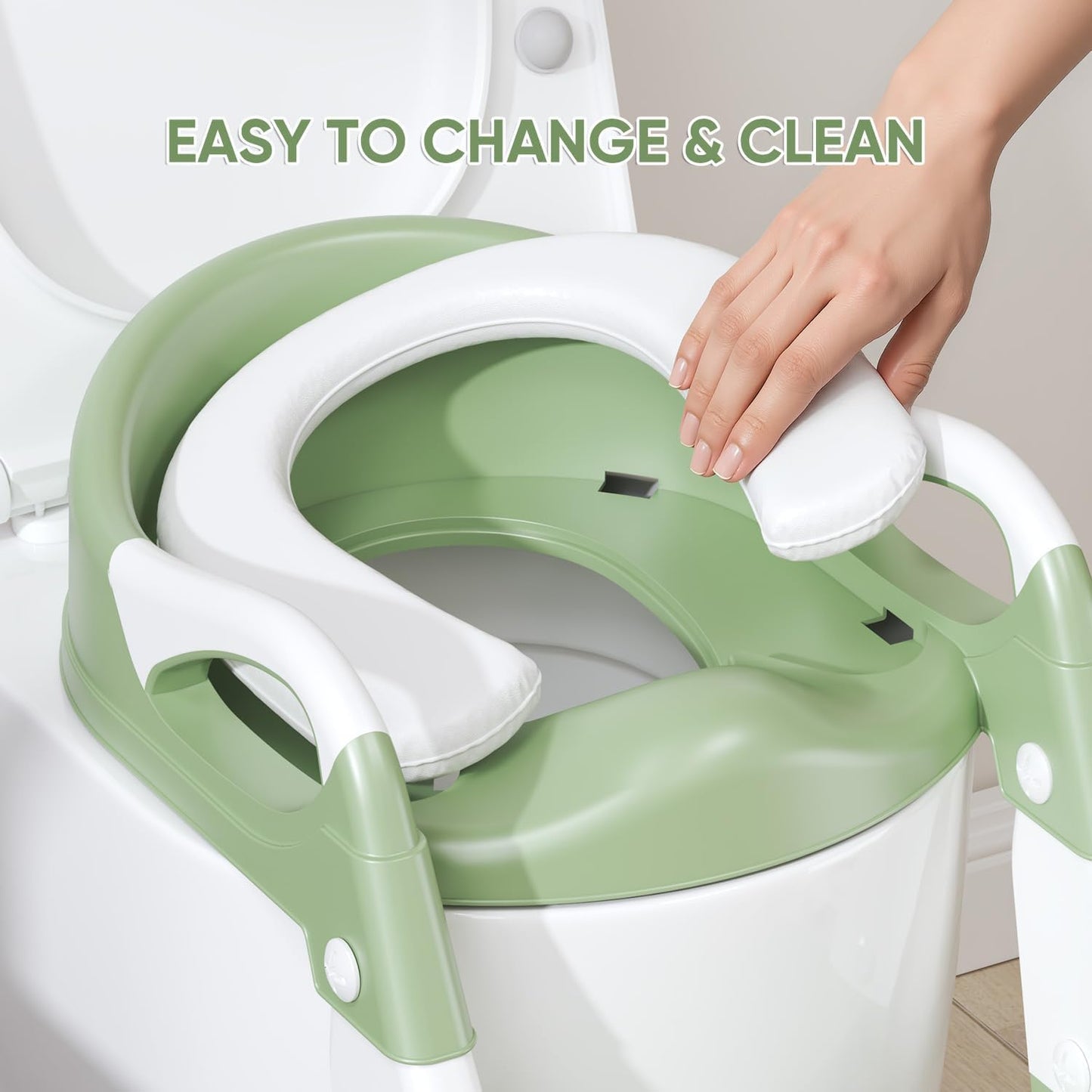 3-in-1 Potty Training Seat & Training Toilet & Potty Chair, Height AdjustableToddler Toilet Seat for Kids, Foldable Potty Training Toilet with Splash Guard & Anti-Slip Steps (Gray)