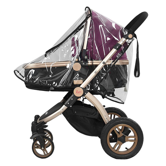 Foldable Stroller Rain Cover - Universal Fit for Small & Medium Umbrella Strollers, Durable Black Binding & Zipper Window (55x75x40cm)